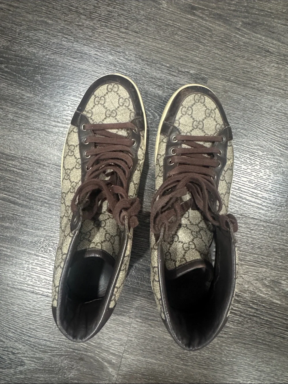 Gucci Brown GG Monogram High-Top Sneakers